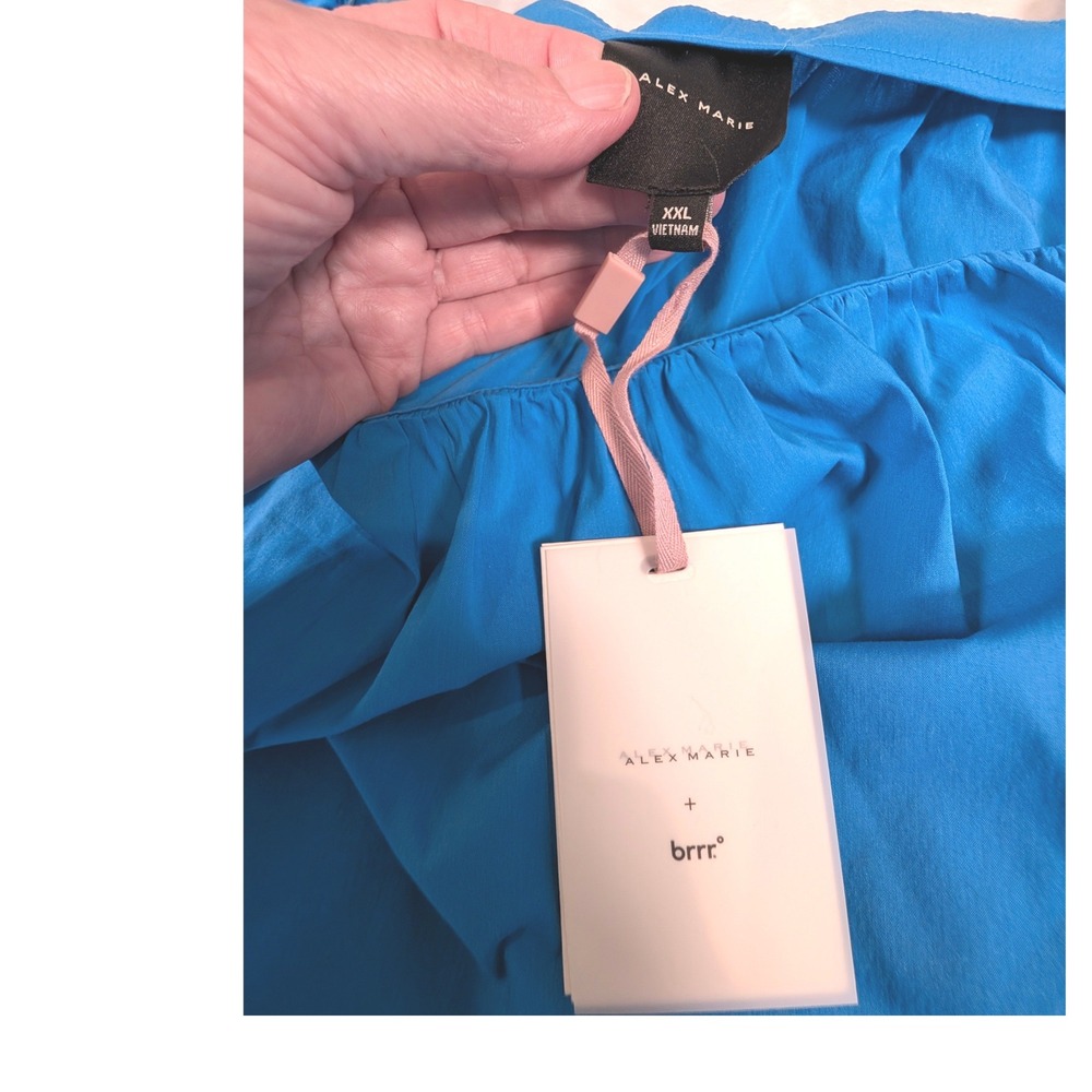 Alex Marie Blue Puff Sleeve Gemma Square Neck brrr Cooling Top XXL NWT - Picture 5 of 7
